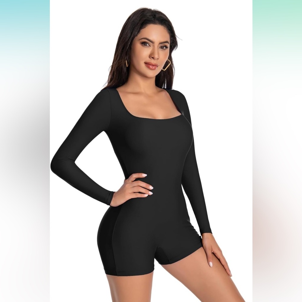 NWOT Square Neck Black Long Sleeve Bodysuit